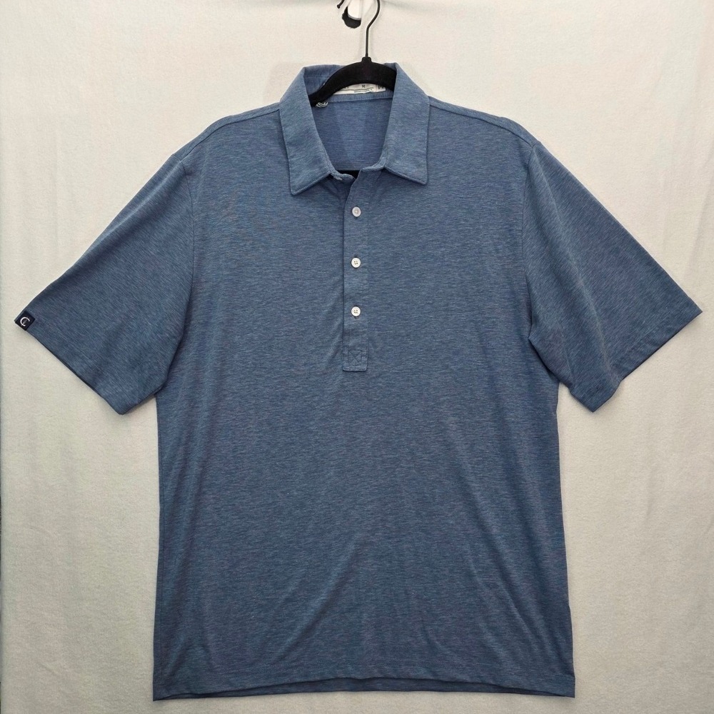 Criquet Performance Polo Shirt Medium Blue Heathered Cotton Blend Golf Preppy
